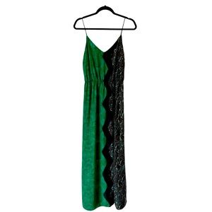 Green Black Maxi Spaghetti Strap Dress